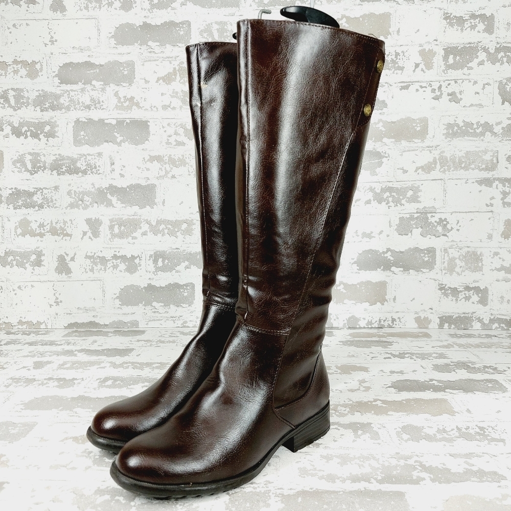LifeStride Xripley Brown Faux Leather Side Zip Knee High Riding Boots T162 - Picture 2 of 9